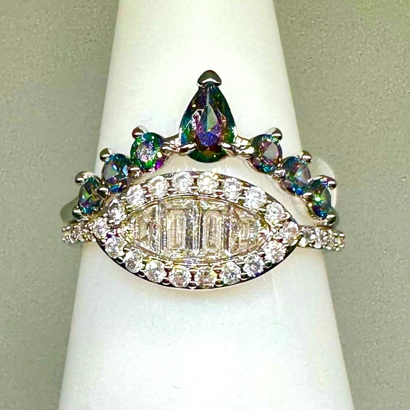 Bomb Party Jewelry - SOLD Bomb Party Ring “Hidden Surprises” RBP5959 Rainbow Topaz Rhodium sz10